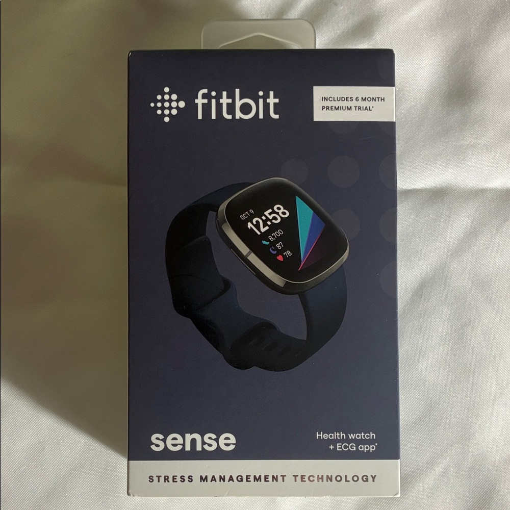 Fitbit sense! New in box. Had to remove tape to show contents.